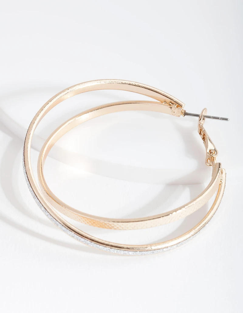 Gold Textured Double Hoop Earrings
