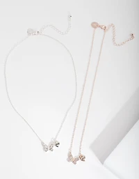 Kids Mixed Metal Butterfly Necklace Pack