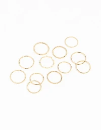 Gold Textured Mixed Ring Pack