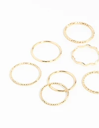 Gold Textured Mixed Ring Pack