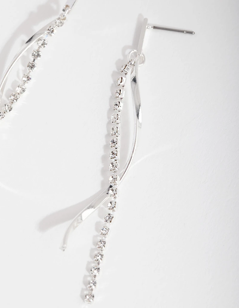 Silver Chain Twist Earrings