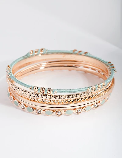 Blue Mixed Bangle 7-Pack