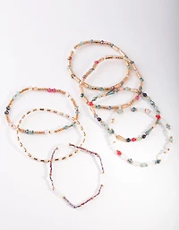 Rose Gold Faceted Multi Bead Bracelet 7-Pack