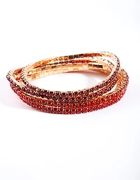 Gold Red Diamante Bracelet 5-Pack