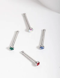 Surgical Steel Jewel Nose Stud 4-Pack