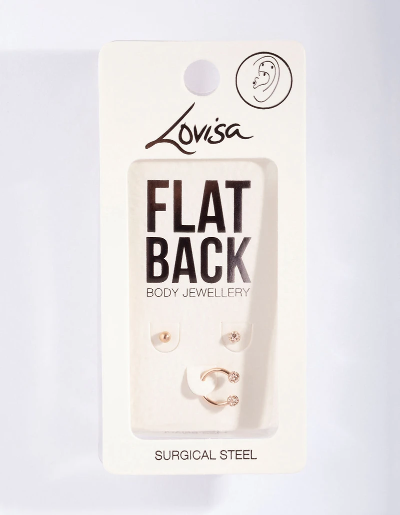 Rose Gold Plated Surgical Steel Disco Flat Back Pack