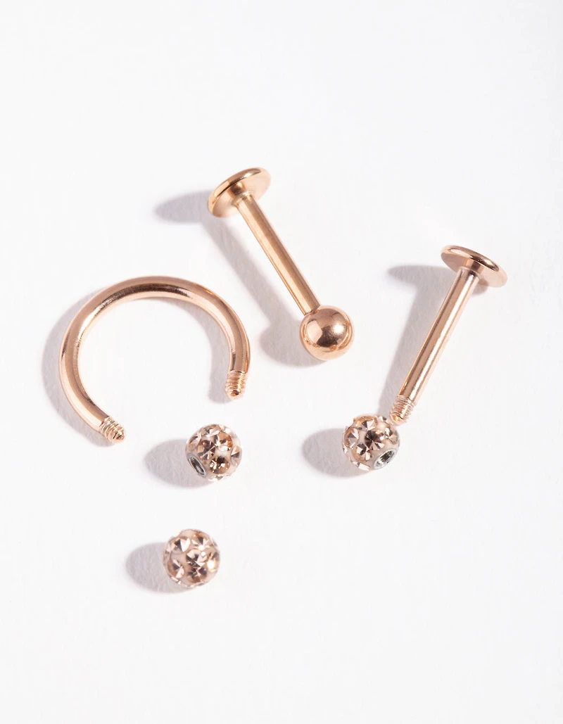 Rose Gold Plated Surgical Steel Disco Flat Back Pack