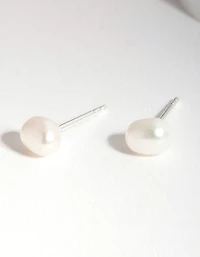 Sterling Siver Organic Freshwater Pearl Stud Earrings