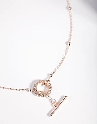 Rose Gold Ball Chain Bar Necklace