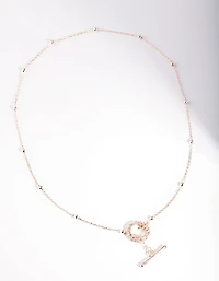 Rose Gold Ball Chain Bar Necklace