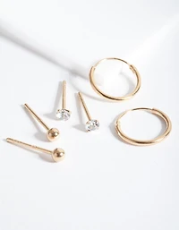 Gold Plated Sterling Silver Classic Earring Pack