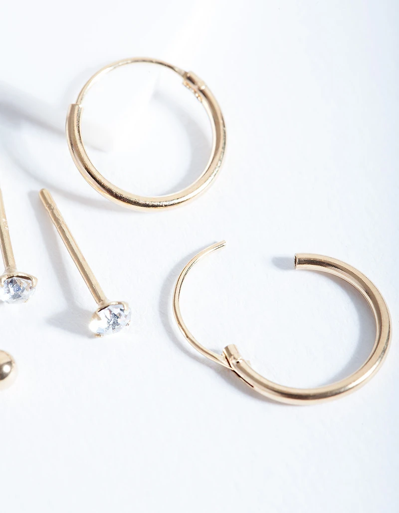 Gold Plated Sterling Silver Classic Earring Pack