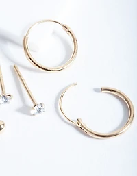 Gold Plated Sterling Silver Classic Earring Pack