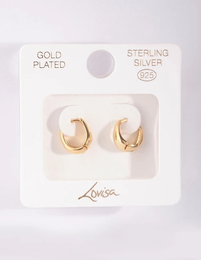 Gold Plated Sterling Silver Oval Huggie Hoop Earrings