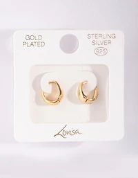 Gold Plated Sterling Silver Oval Huggie Hoop Earrings