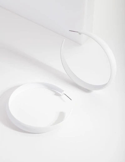 White Matte Open Hoop Earrings