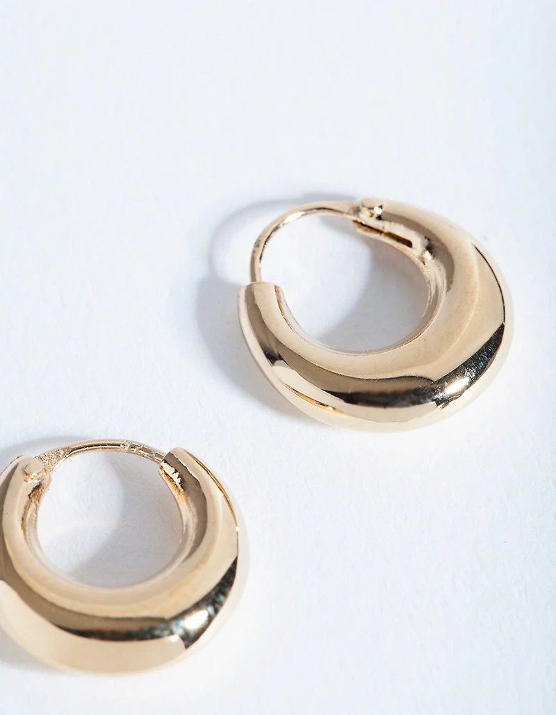 Gold Plated Sterling Silver Thick Huggie Earrings