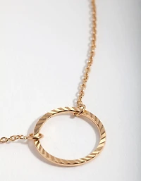 Gold Plated Sterling Silver Diamond Cut Circle Necklace