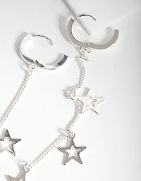 Silver Star Chain Earrings