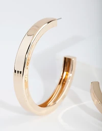 Gold Square Edge Hoop Earrings