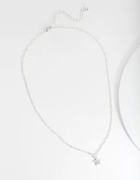 Silver Diamond Simulant Star Choker