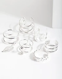 Silver Mixed Leaf Ear Cuff 6-Pack