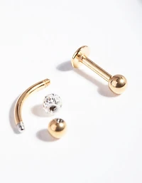 Gold Surgical Steel Diamante Cartilage Jewellery