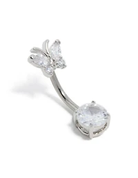 Titanium Cubic Zirconia Butterfly Belly Bar