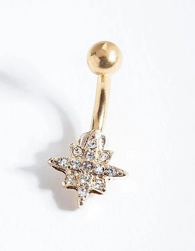 Gold Starburst Surgical Steel Belly Bar