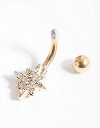 Gold Starburst Surgical Steel Belly Bar