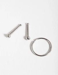 Surgical Steel Ball Diamante Nose Jewellery Pack