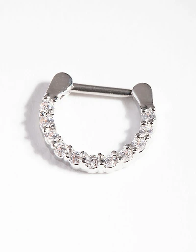 Surgical Steel Cubic Zirconia Septum Ring