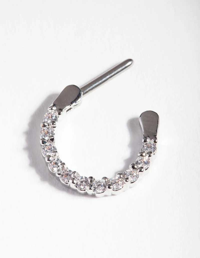 Surgical Steel Cubic Zirconia Septum Ring