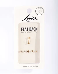 Gold Surgical Steel Star Flat Back 6-Pack