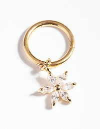 Gold Surgical Steel Cubic Zirconia Clicker Ring