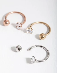 Surgical Steel Cubic Zirconia Horseshoe Pack