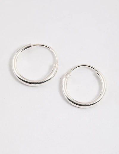 Sterling Silver Mini Polished Hoop Earrings