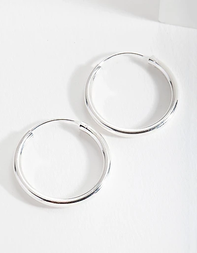 Sterling Silver Shiny 25mm Hoop Earrings
