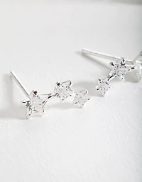 Sterling Silver Cubic Zirconia Star Crawler Earrings