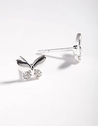 Sterling Silver Pave Butterfly Stud Earrings