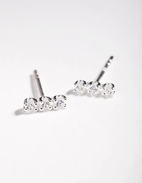 Sterling Silver Cubic Zirconia Stick Stud Earrings