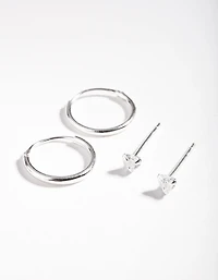 Sterling Silver Cubic Zirconia Heart Earring Pack