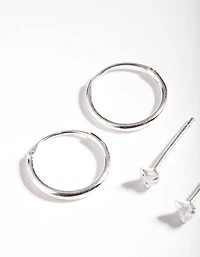 Sterling Silver Cubic Zirconia Heart Earring Pack