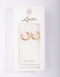 Gold Plated Sterling Silver Tube Hoop Earrings
