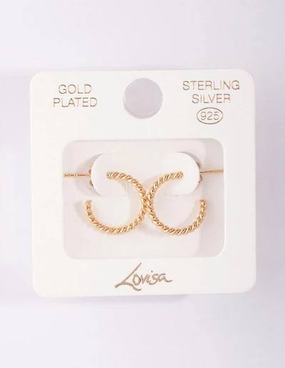 Boucles d’oreilles en corde ouverte en argent sterling plaqué or