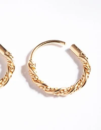 Gold Plated Sterling Silver Mini Twist Hoop Earrings
