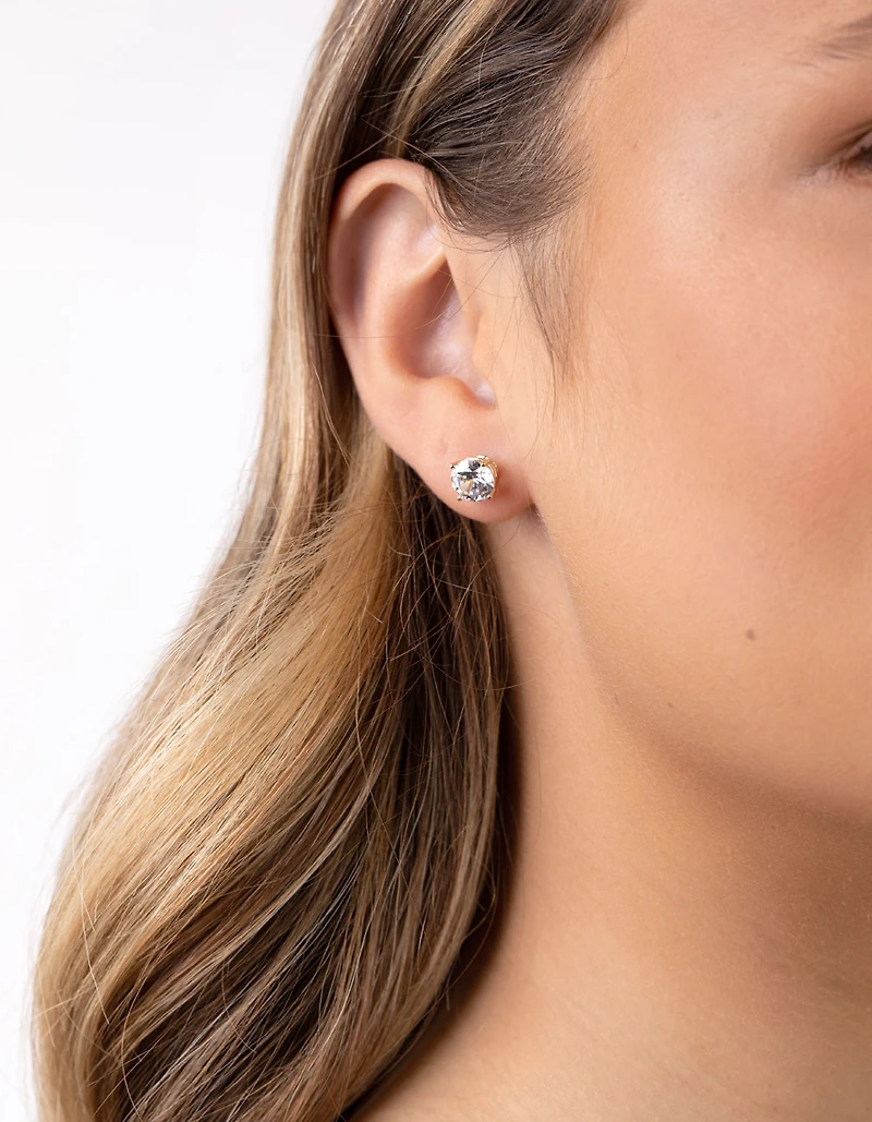 Boucles d’oreilles en zircone cubique 1 carat plaquées or