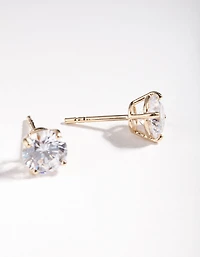 Gold Plated Sterling Silver 1 Carat Cubic Zirconia Stud Earrings
