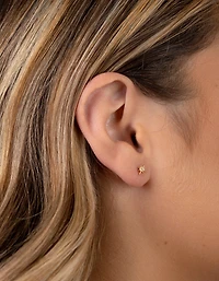 Gold Plated Sterling Silver Cubic Zirconia Starburst Earrings