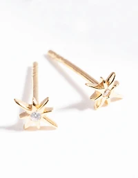 Gold Plated Sterling Silver Cubic Zirconia Starburst Earrings